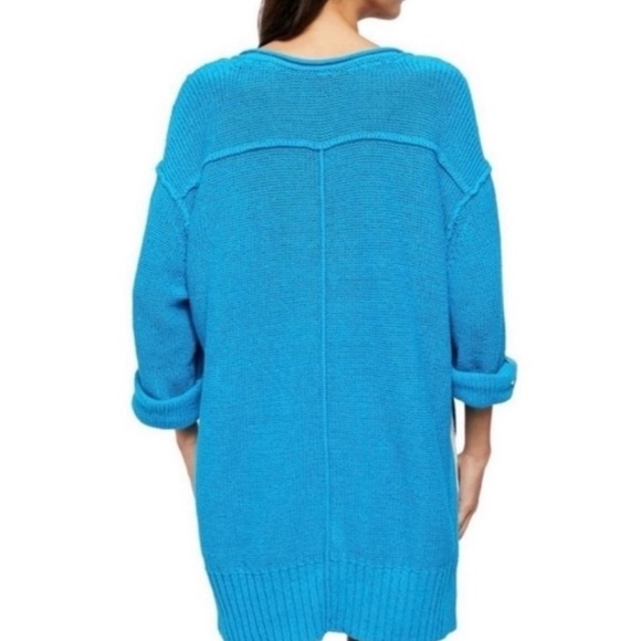 We The Free FREE PEOPLE firefly knit Blue V-Neck Sweater tunic Relaxed Fit - Picture 2 of 12